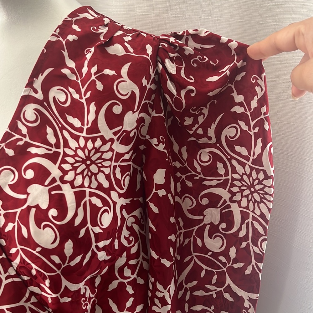 The Kooples Red and White Floral Print Puff-Sleeve Blouse - Picture 4 of 15